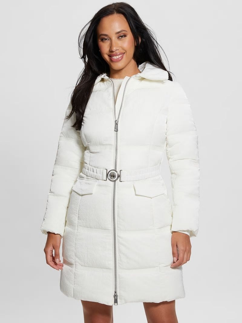 Guess Eco Marisol Belted Puffer Coat - Salt White Guess Eco Marisol Belted Puffer Coat - Salt White
