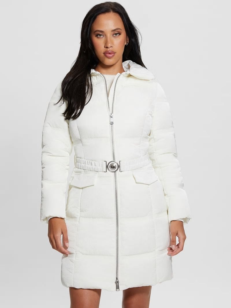 Guess Eco Marisol Belted Puffer Coat - Salt White Guess Eco Marisol Belted Puffer Coat - Salt White