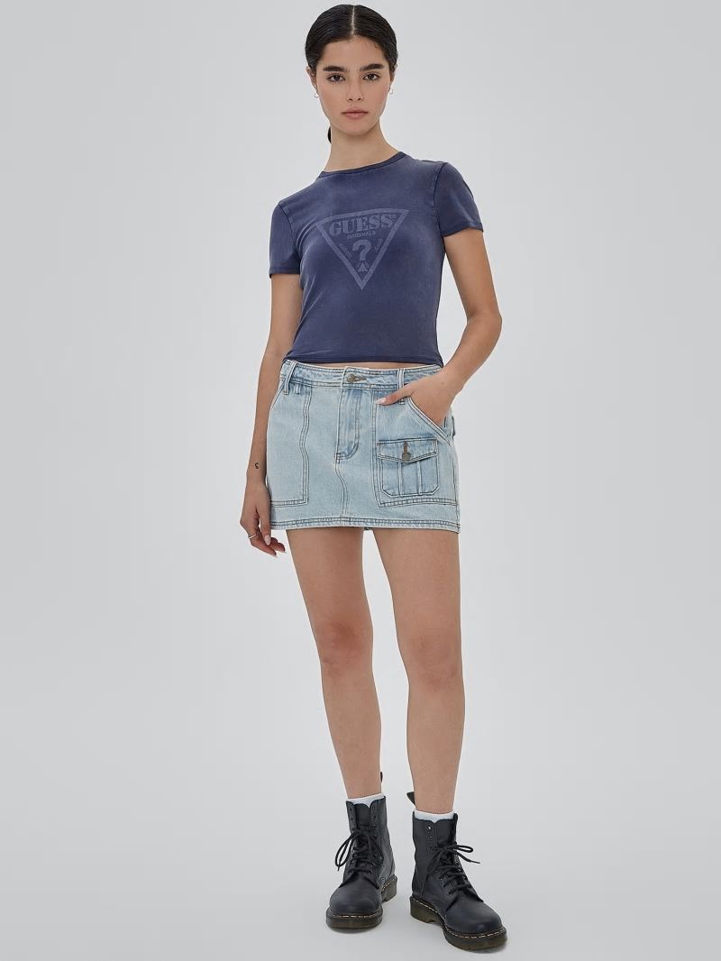 Guess GUESS Originals Vintage Triangle Baby Tee - Cave Blue Multi Guess GUESS Originals Vintage Triangle Baby Tee - Cave Blue Multi