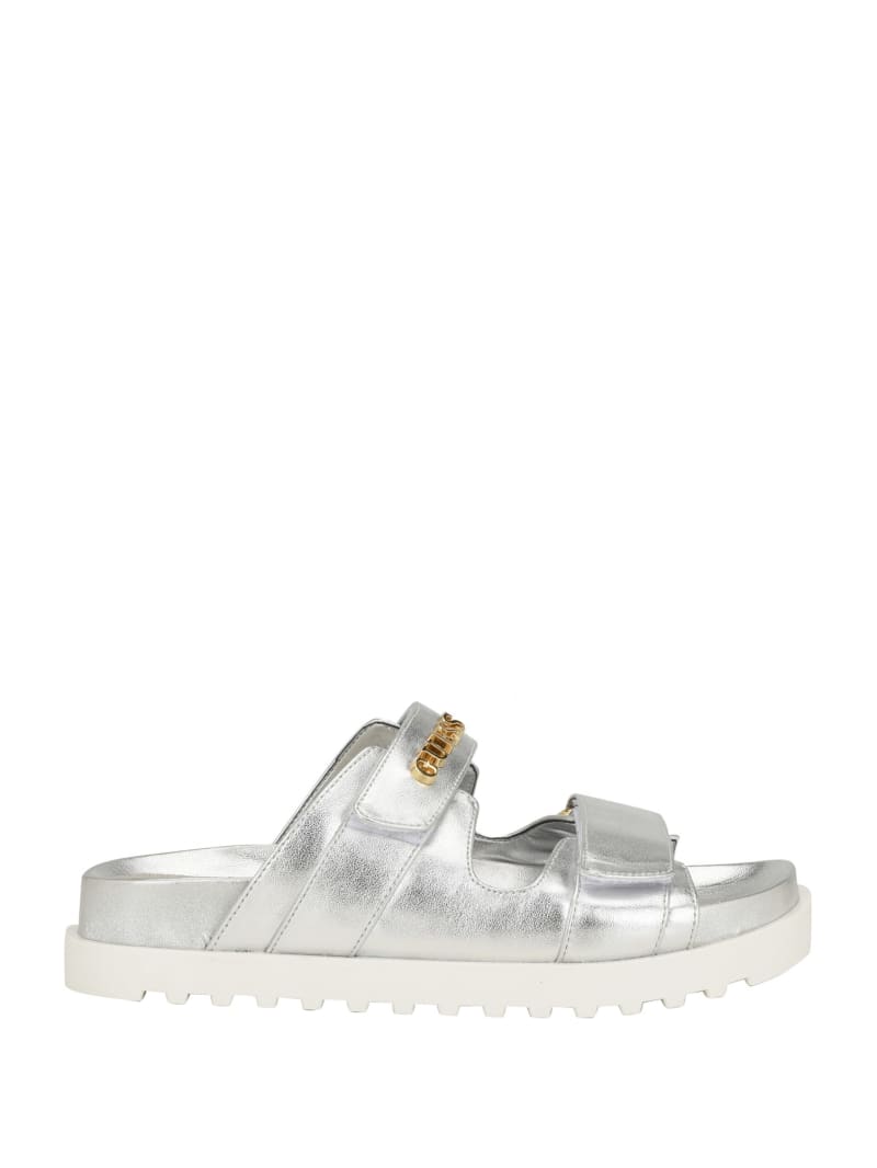 Guess Fabulon Two-Strap Slides - Silver 040 Guess Fabulon Two-Strap Slides - Silver 040