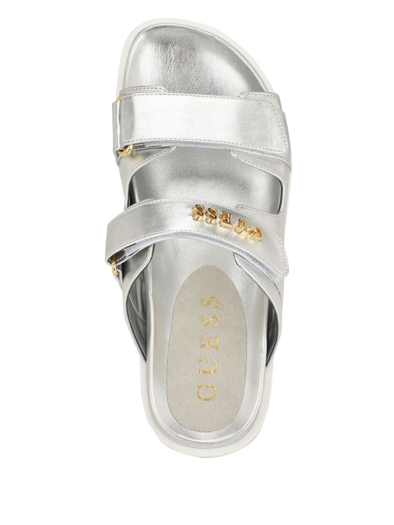 Guess Fabulon Two-Strap Slides - Silver 040 Guess Fabulon Two-Strap Slides - Silver 040