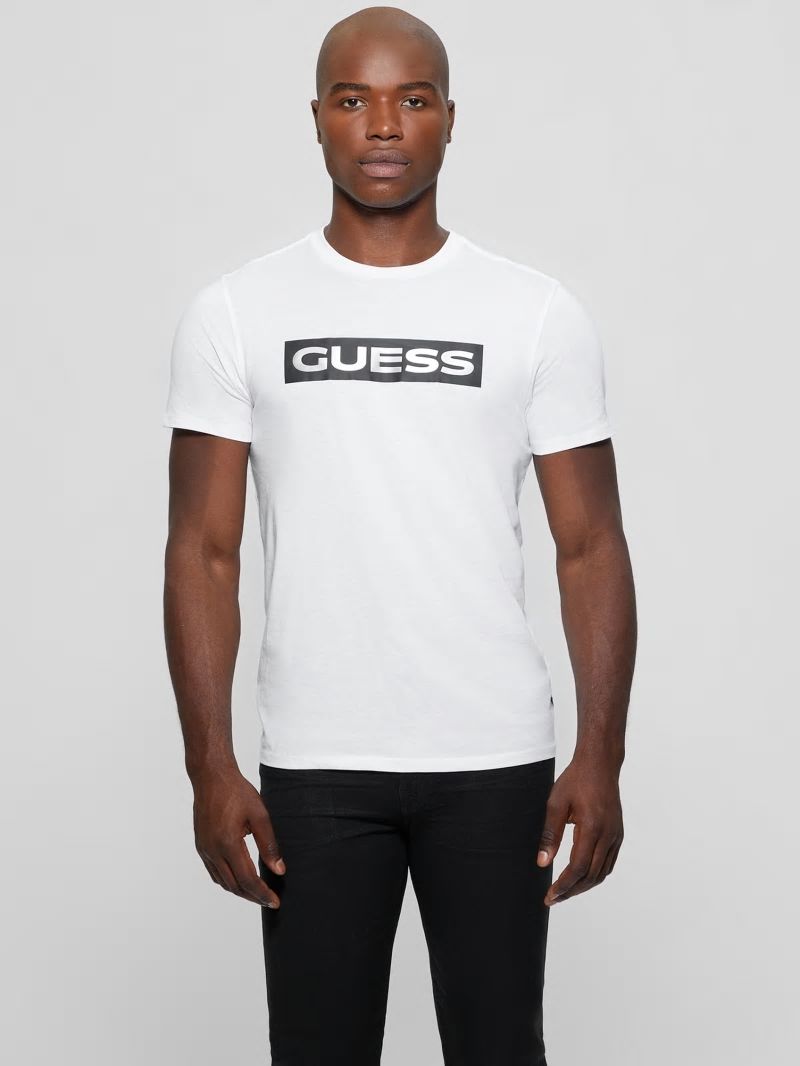 Guess Metallic Signature Tee - Pure White Guess Metallic Signature Tee - Pure White