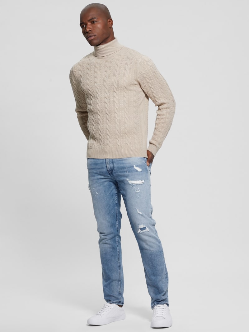 Guess Eco Ethan Turtleneck Sweater - Neutral Sand Guess Eco Ethan Turtleneck Sweater - Neutral Sand