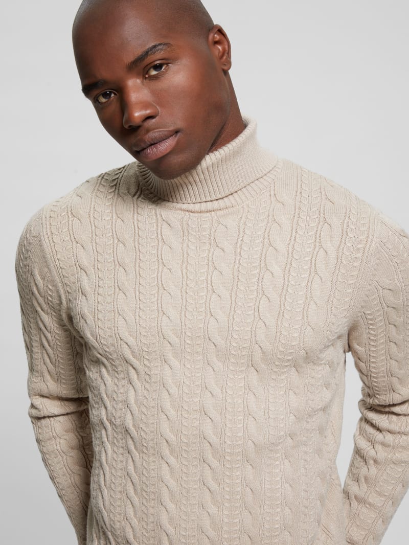 Guess Eco Ethan Turtleneck Sweater - Neutral Sand Guess Eco Ethan Turtleneck Sweater - Neutral Sand