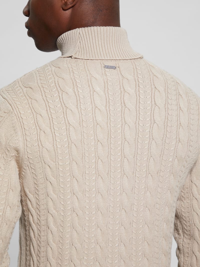 Guess Eco Ethan Turtleneck Sweater - Neutral Sand Guess Eco Ethan Turtleneck Sweater - Neutral Sand