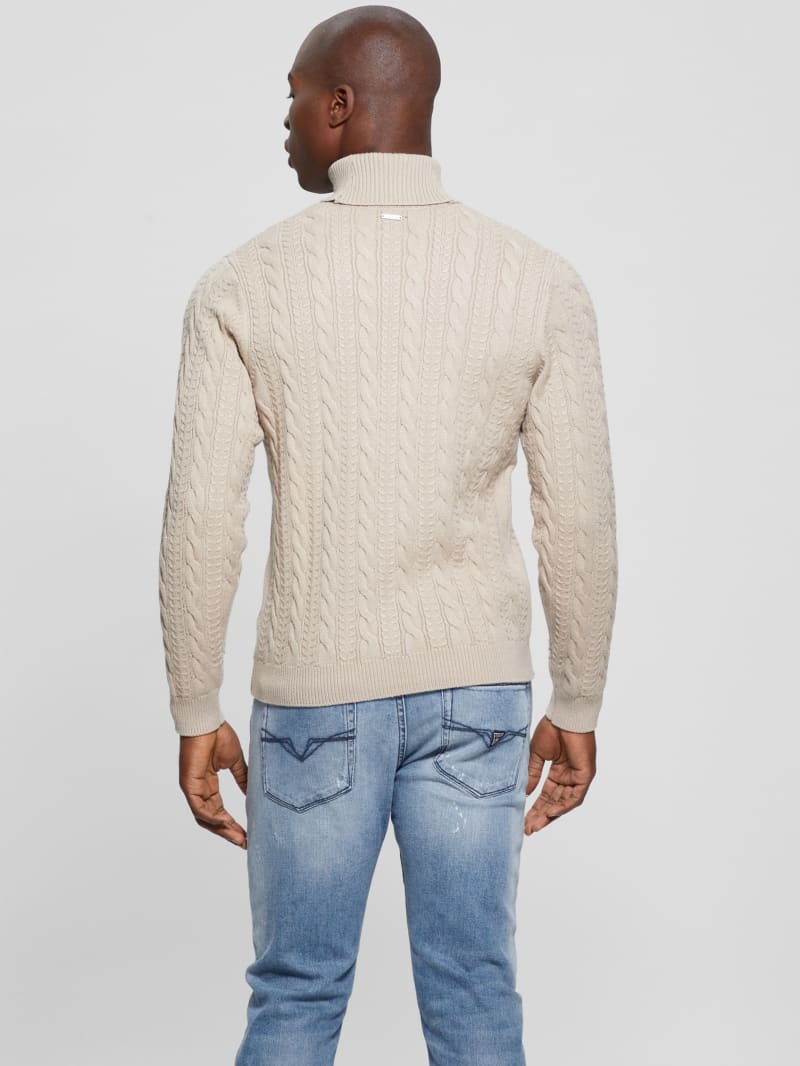 Guess Eco Ethan Turtleneck Sweater - Neutral Sand Guess Eco Ethan Turtleneck Sweater - Neutral Sand