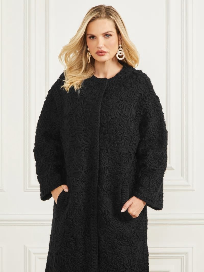 Guess Braid Wool-Blend Coat - Black Guess Braid Wool-Blend Coat - Black
