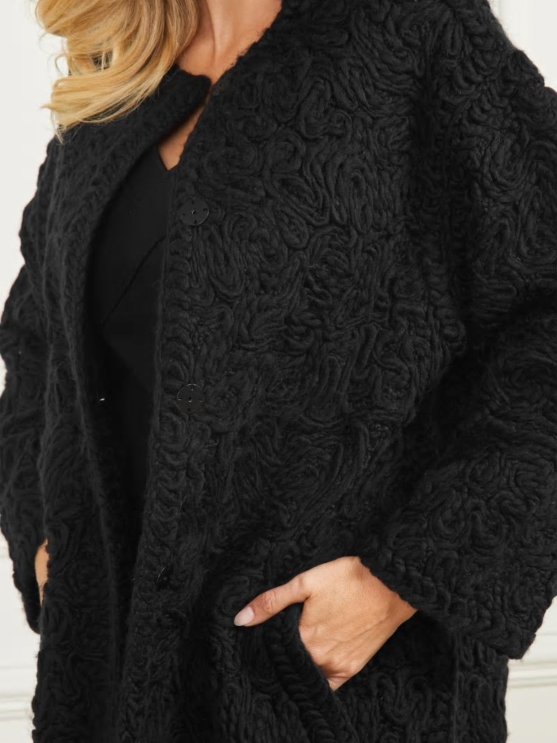 Guess Braid Wool-Blend Coat - Black Guess Braid Wool-Blend Coat - Black