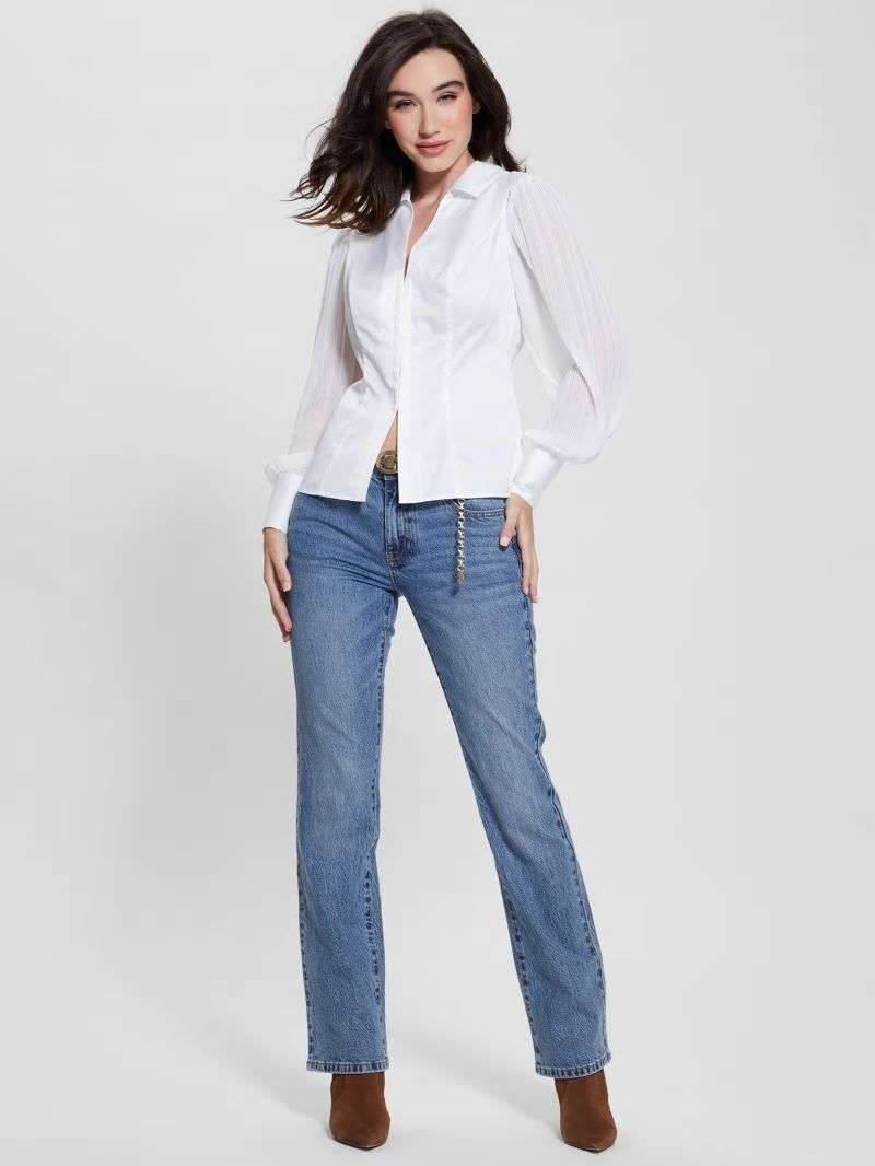 Guess Amara Pleated Shirt - Pure White Guess Amara Pleated Shirt - Pure White