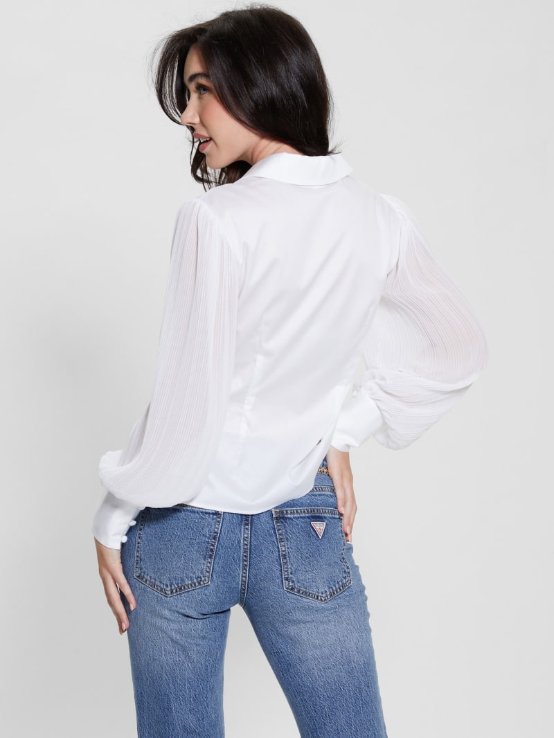 Guess Amara Pleated Shirt - Pure White Guess Amara Pleated Shirt - Pure White