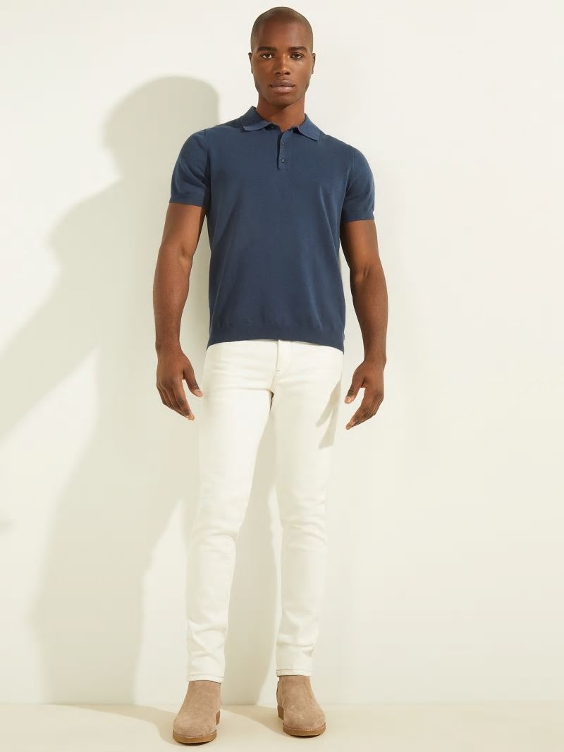 Guess Formal Performance Sweater Polo - Best Blue Guess Formal Performance Sweater Polo - Best Blue