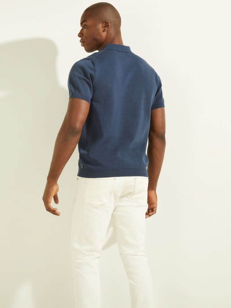 Guess Formal Performance Sweater Polo - Best Blue Guess Formal Performance Sweater Polo - Best Blue