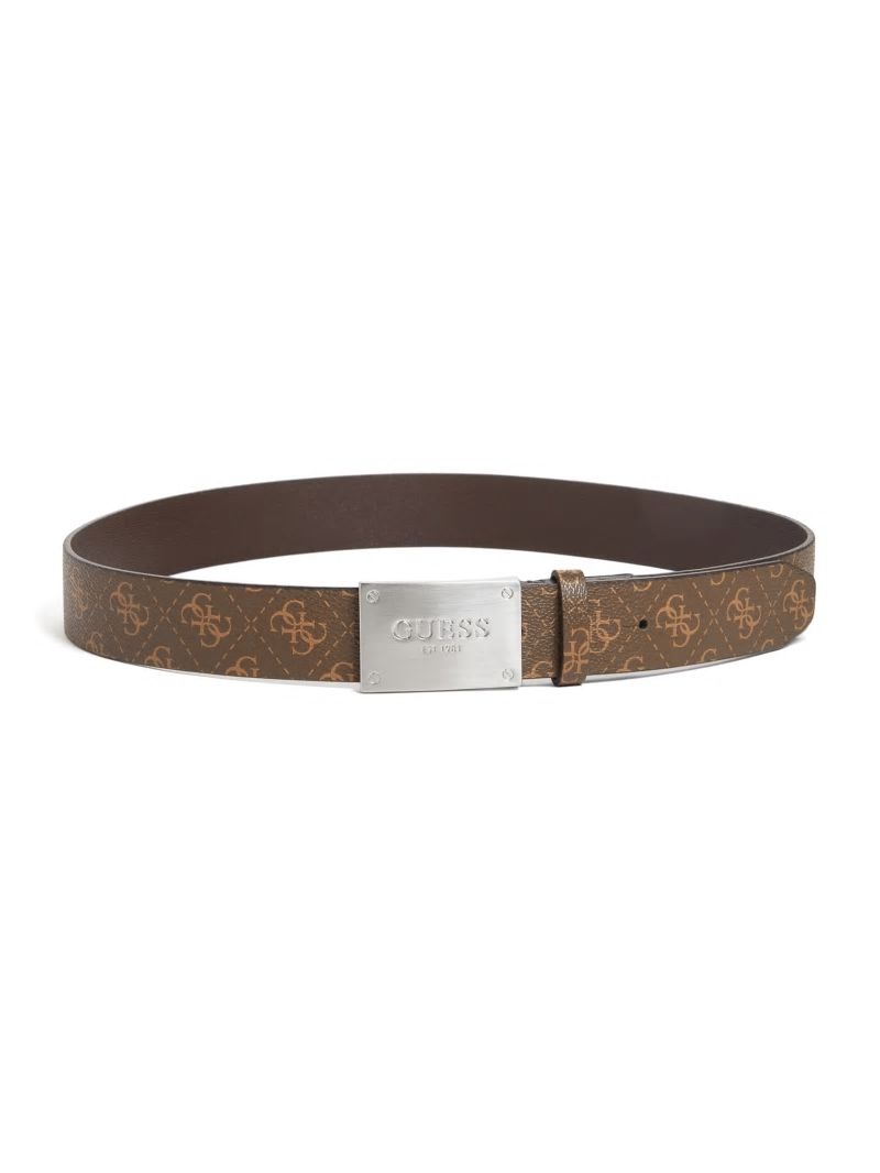 Guess Vezzola Logo Plaque Belt - Brown/Mustard Guess Vezzola Logo Plaque Belt - Brown/Mustard