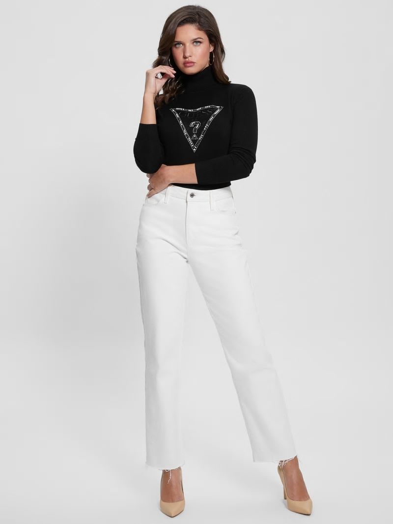 Guess Eco Gisele Beaded Signature Triangle Sweater - Black Guess Eco Gisele Beaded Signature Triangle Sweater - Black