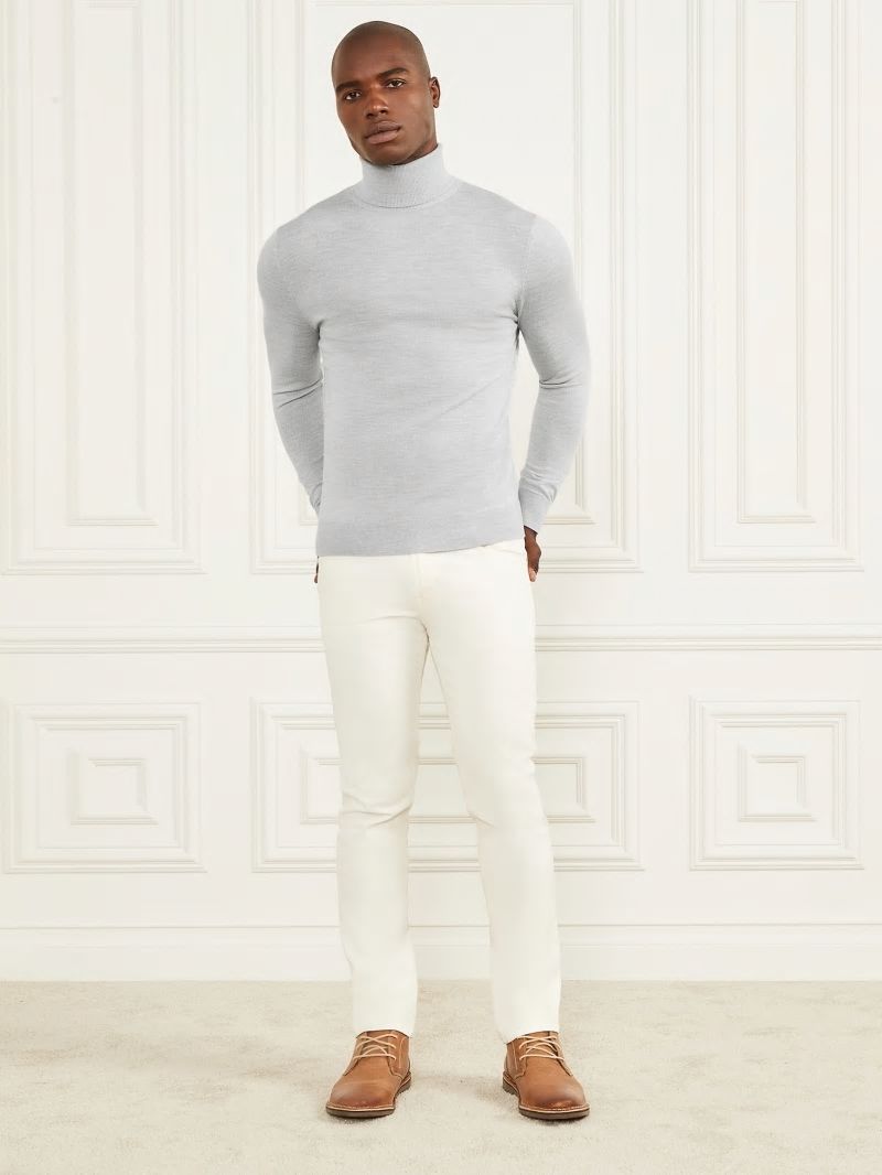 Guess Merino Wool Turtleneck Sweater - Light Stone Heather Guess Merino Wool Turtleneck Sweater - Light Stone Heather