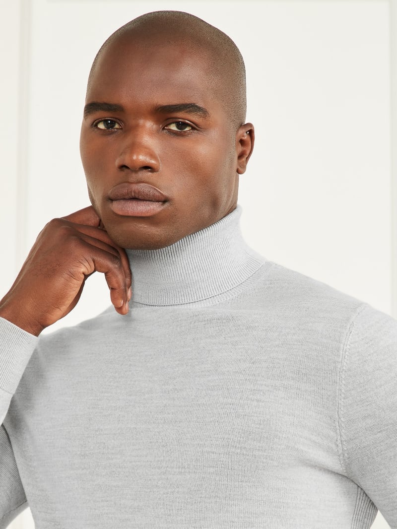 Guess Merino Wool Turtleneck Sweater - Light Stone Heather Guess Merino Wool Turtleneck Sweater - Light Stone Heather