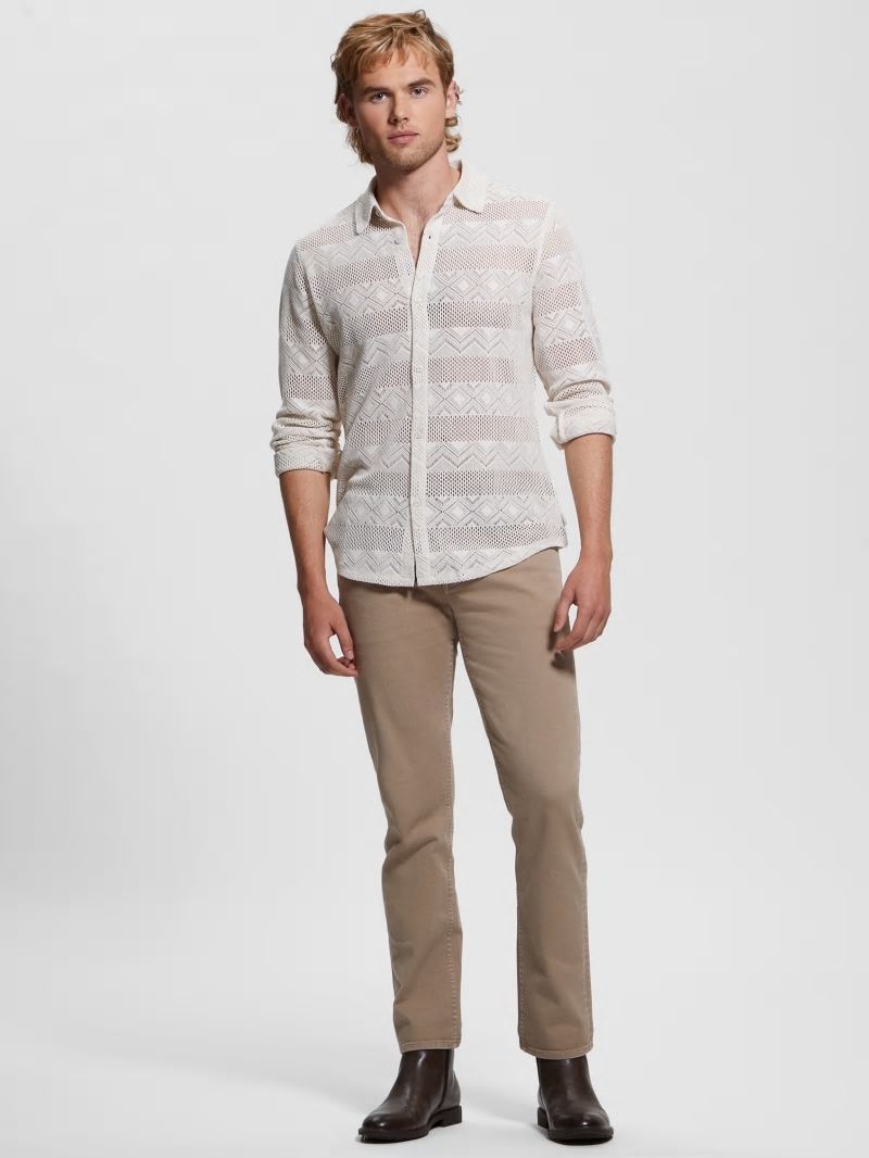 Guess Geo Crochet Shirt - Muted Stone Guess Geo Crochet Shirt - Muted Stone