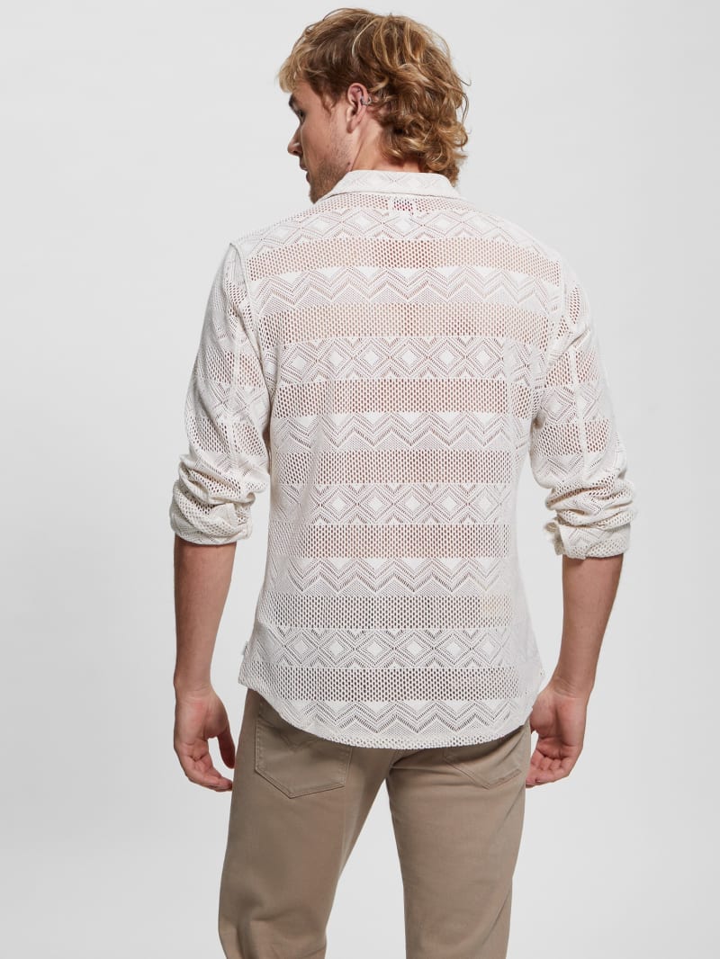 Guess Geo Crochet Shirt - Muted Stone Guess Geo Crochet Shirt - Muted Stone