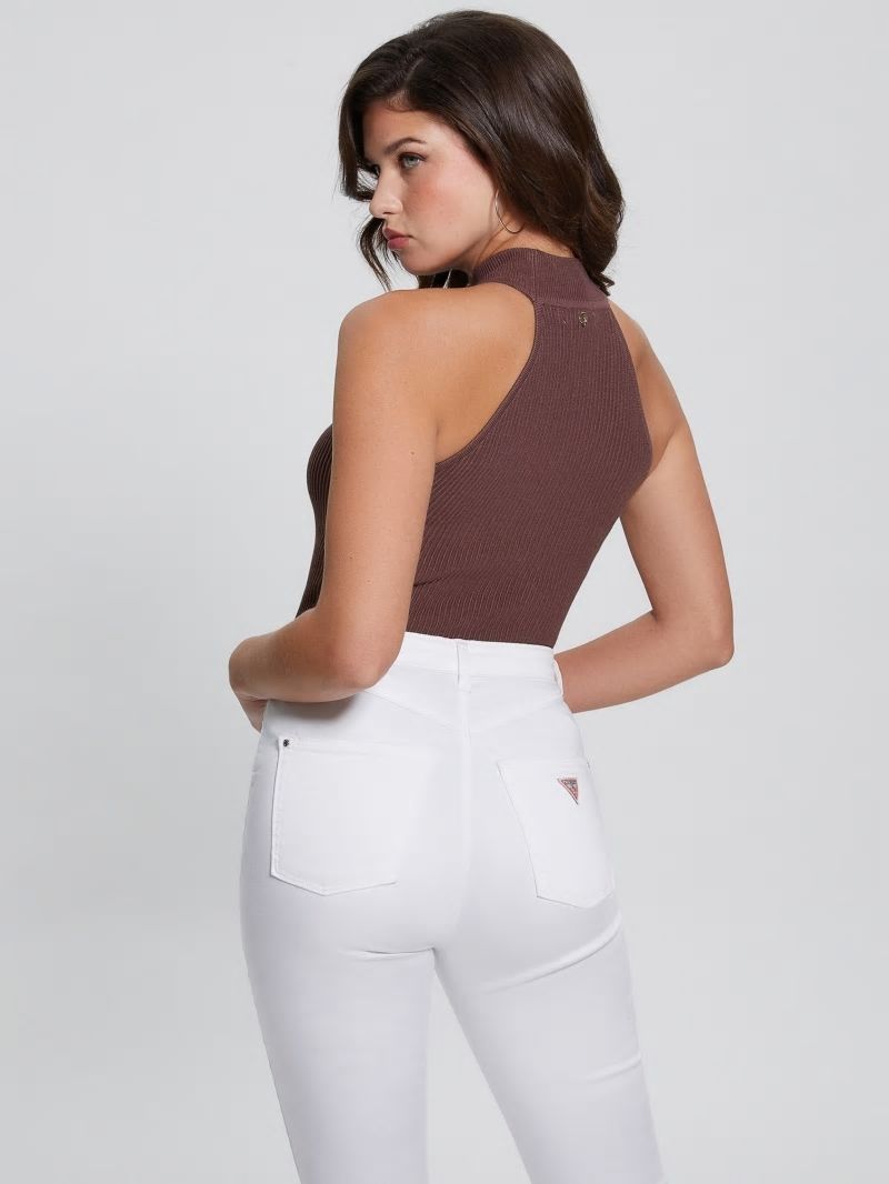 Guess Eco Shayna Mock Neck Top - Coachwhip Guess Eco Shayna Mock Neck Top - Coachwhip
