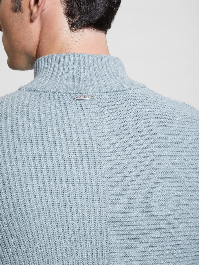 Guess Eco Mock Neck Sweater - Pale Sky Heather Multi Guess Eco Mock Neck Sweater - Pale Sky Heather Multi