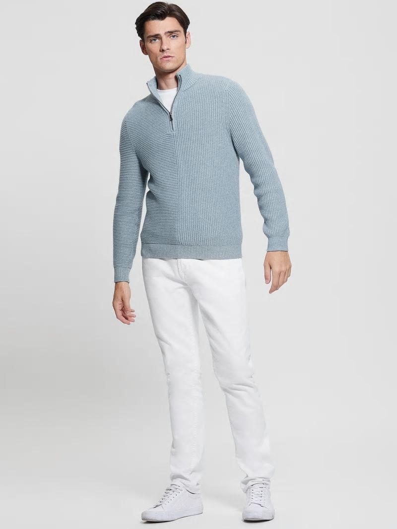 Guess Eco Mock Neck Sweater - Pale Sky Heather Multi Guess Eco Mock Neck Sweater - Pale Sky Heather Multi