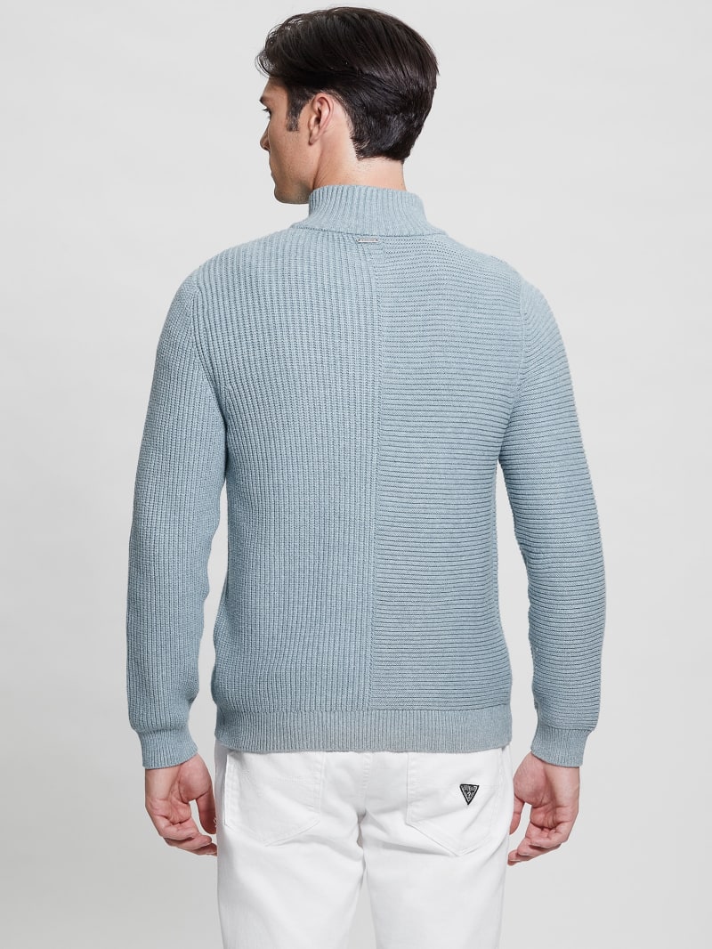 Guess Eco Mock Neck Sweater - Pale Sky Heather Multi Guess Eco Mock Neck Sweater - Pale Sky Heather Multi