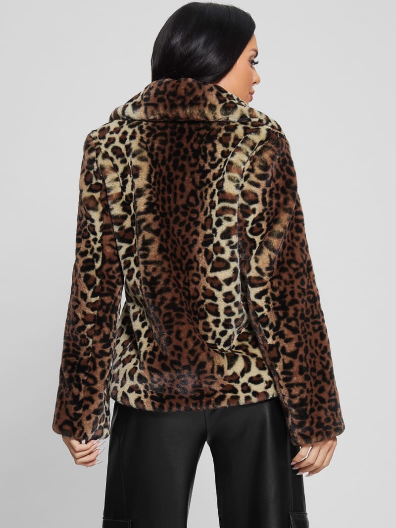 Guess Denise Leopard Coat - Natural Leo Combo Guess Denise Leopard Coat - Natural Leo Combo