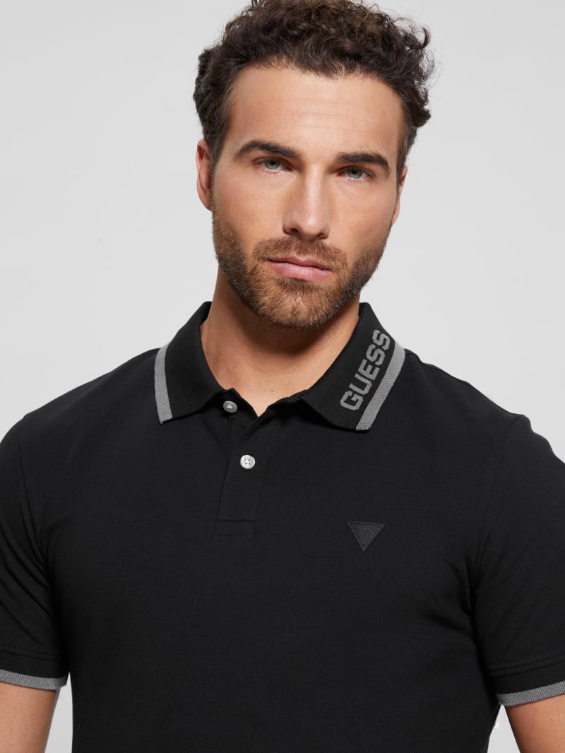Guess Eco Lyle Logo Polo - Black Guess Eco Lyle Logo Polo - Black