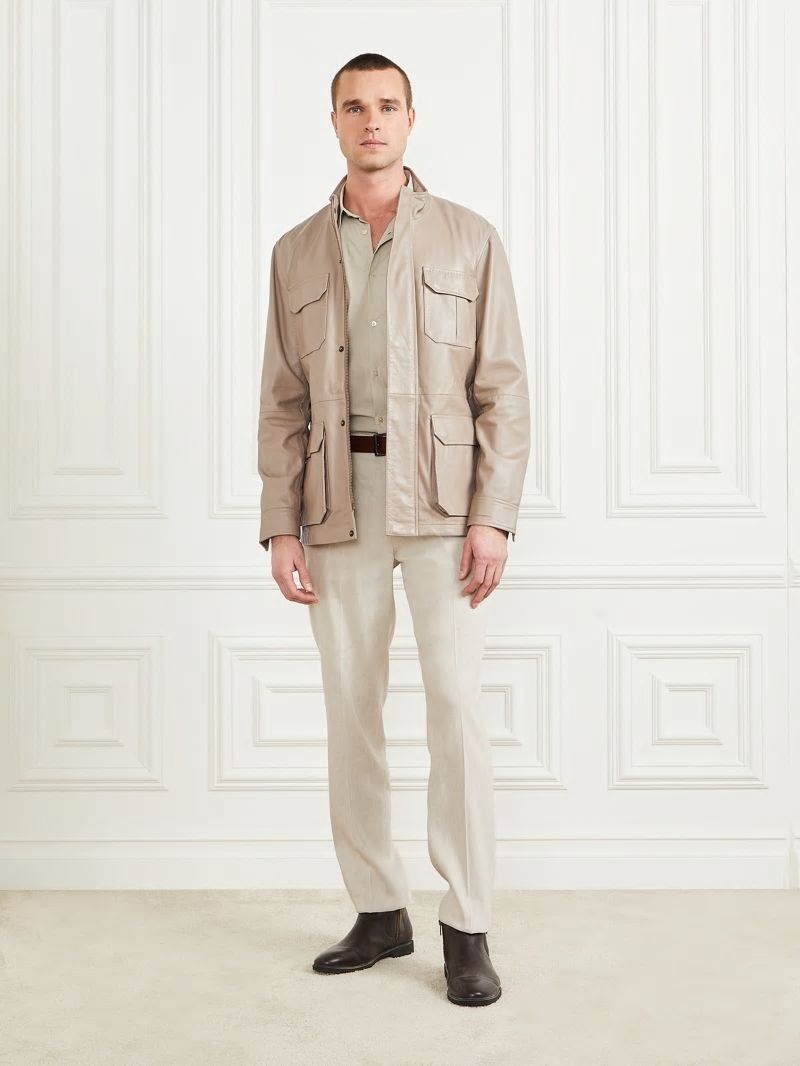 Guess Leather Field Jacket - Pasadena Stone Guess Leather Field Jacket - Pasadena Stone
