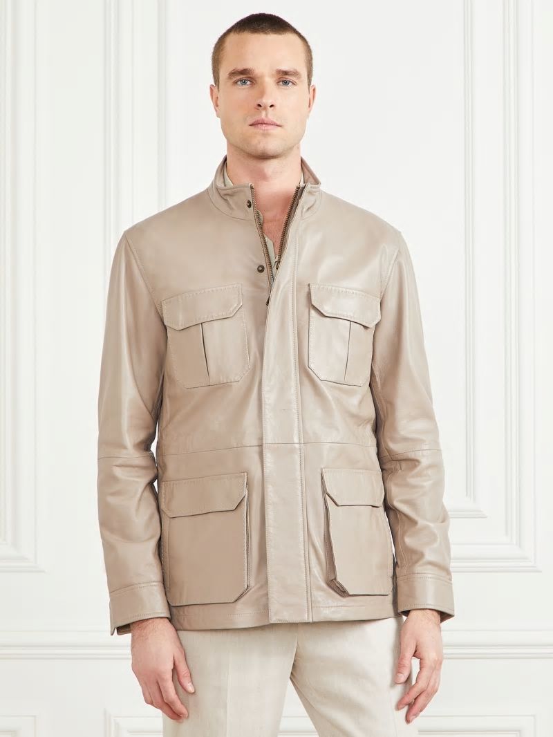 Guess Leather Field Jacket - Pasadena Stone Guess Leather Field Jacket - Pasadena Stone