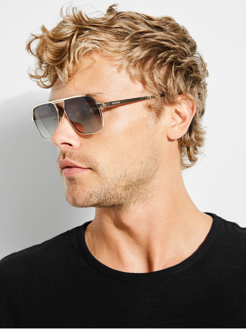 Guess Top Bar Aviator Sunglasses - Gold Guess Top Bar Aviator Sunglasses - Gold