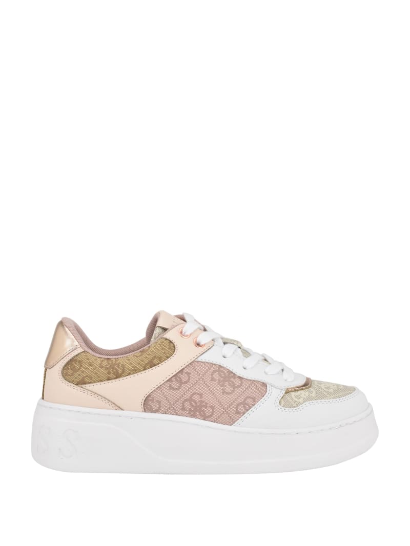 Guess Cleva Contrasting Low-Top Sneakers - Light Natural 110 Guess Cleva Contrasting Low-Top Sneakers - Light Natural 110