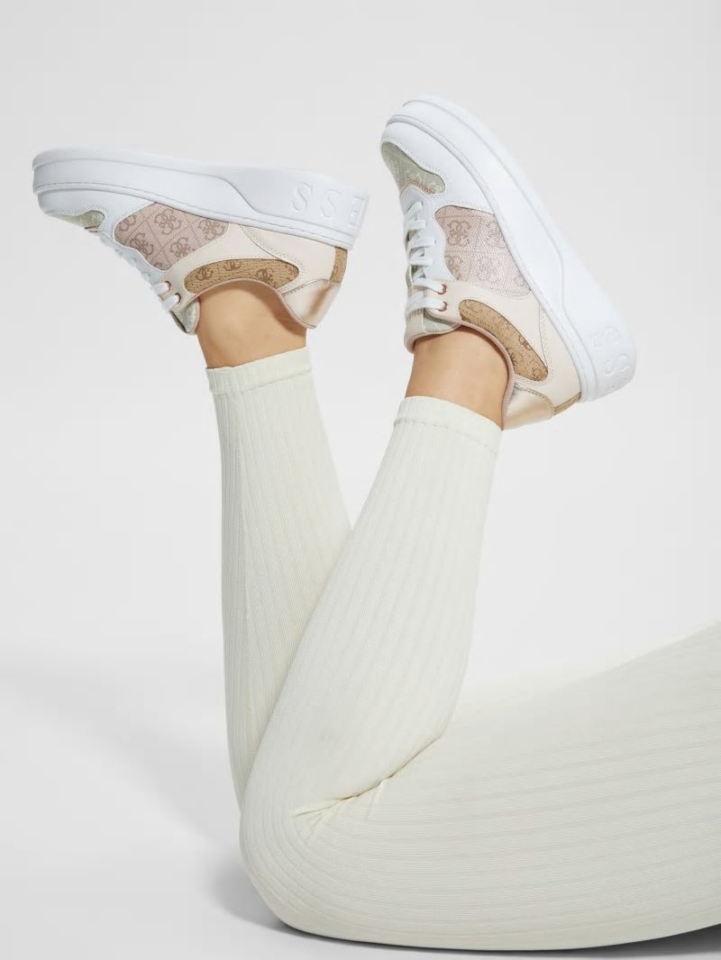 Guess Cleva Contrasting Low-Top Sneakers - Light Natural 110 Guess Cleva Contrasting Low-Top Sneakers - Light Natural 110