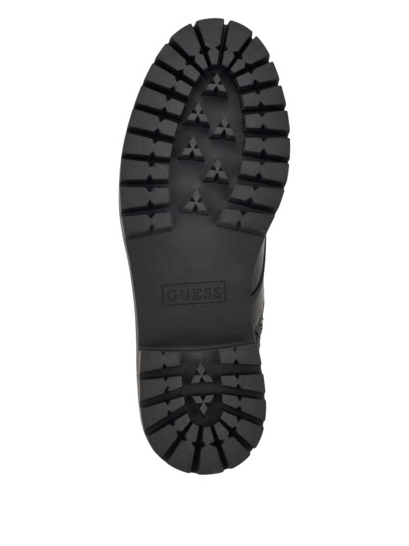 Guess Waite Embossed Lace-Up Moto Boots - Black 001 Guess Waite Embossed Lace-Up Moto Boots - Black 001