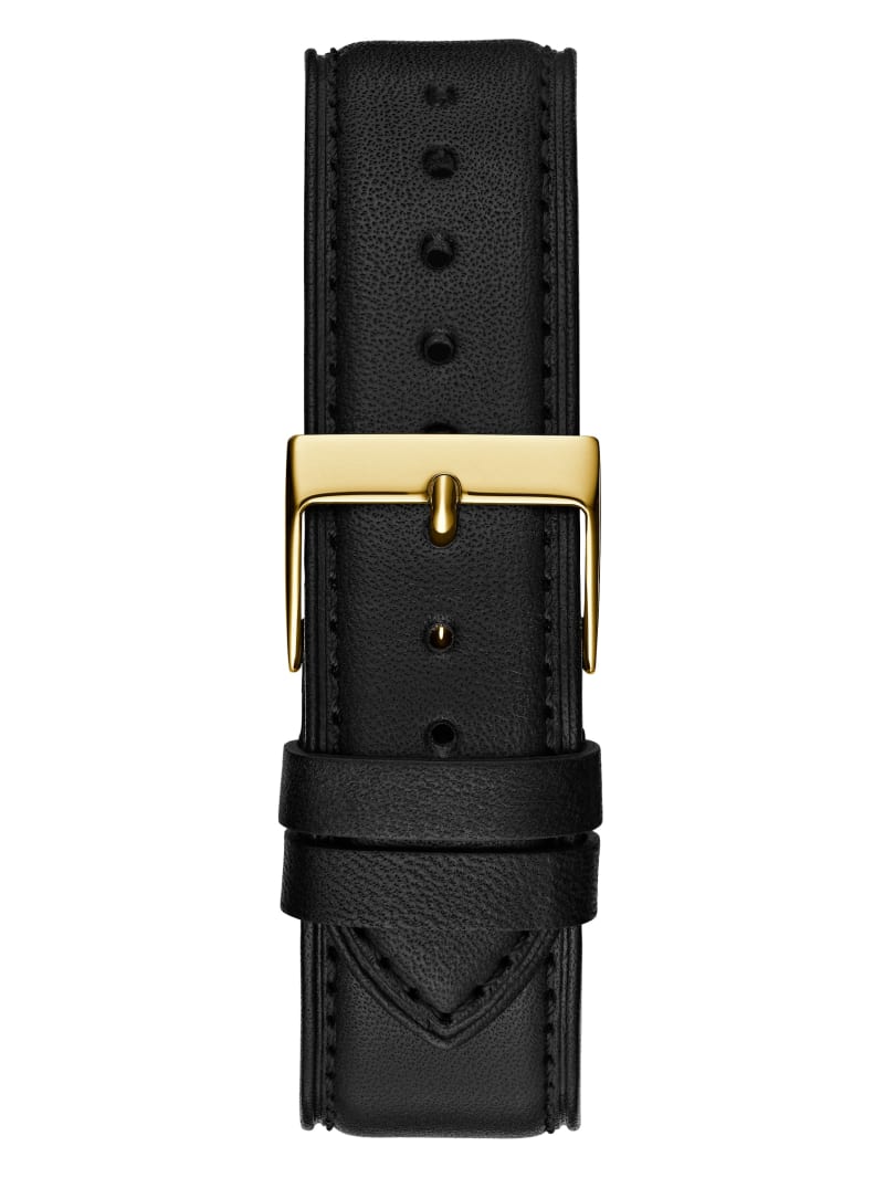 Guess Gold-Tone and Black Leather Analog Watch - Black Snakeskin Guess Gold-Tone and Black Leather Analog Watch - Black Snakeskin