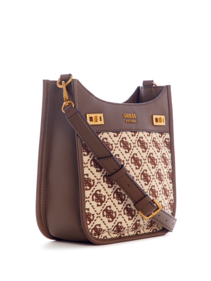 Guess Katey Jacquard Mini Hobo Bag - Brown Multi Guess Katey Jacquard Mini Hobo Bag - Brown Multi