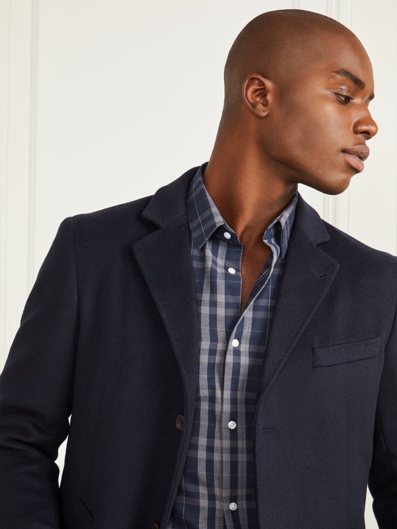 Guess Single Breasted Wool-Blend Coat - Bleu &eacute;L&eacute;Gant