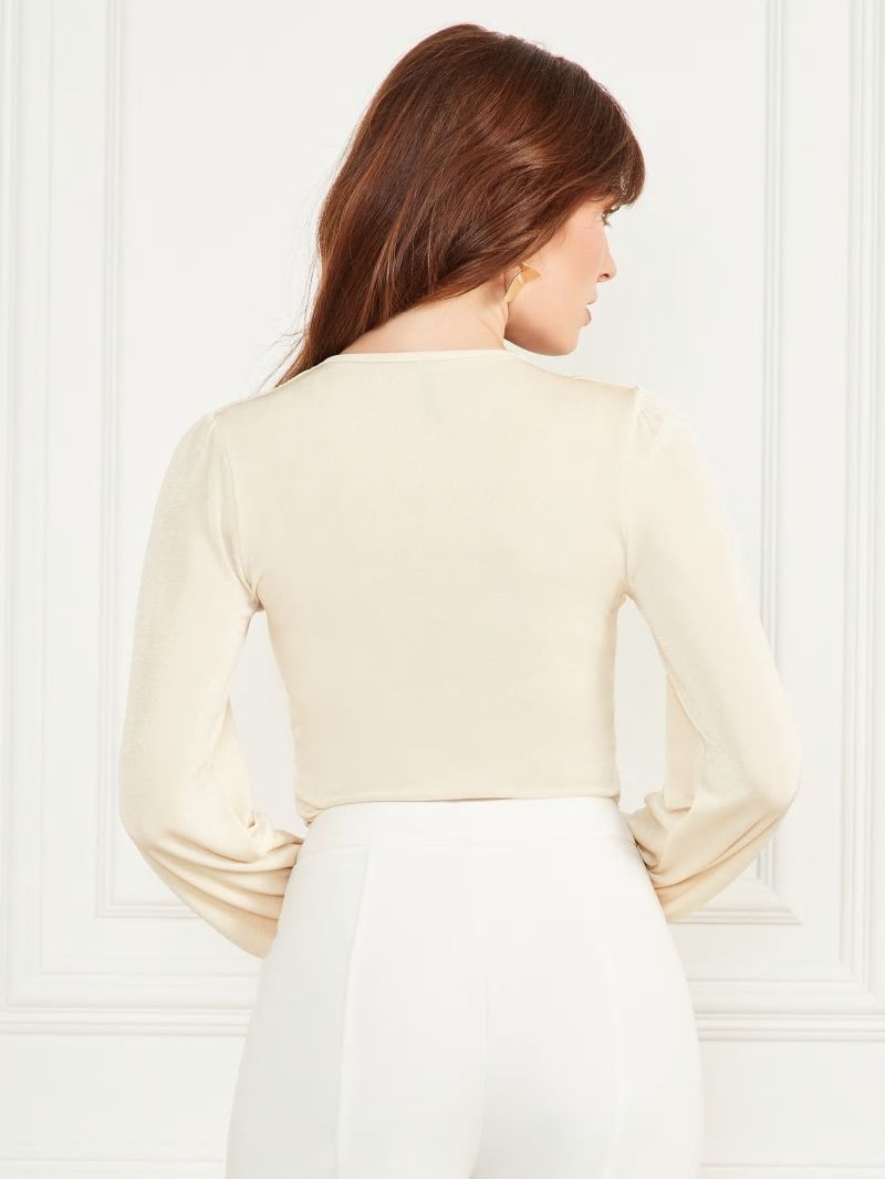 Guess Verona Long-Sleeve Slinky Bodysuit - Pale Pearl Multi Guess Verona Long-Sleeve Slinky Bodysuit - Pale Pearl Multi