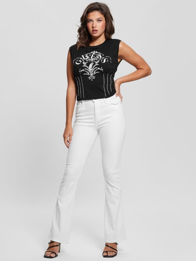Guess Queen Graphic Corset Tee - Black Guess Queen Graphic Corset Tee - Black