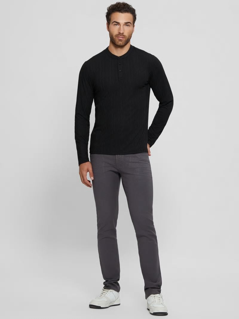 Guess Eco Brentwood Knit Henley - Black Guess Eco Brentwood Knit Henley - Black