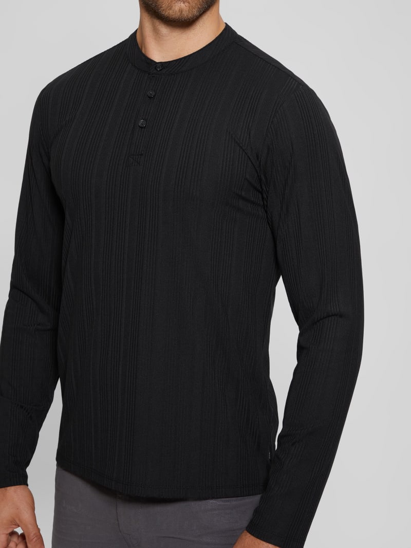 Guess Eco Brentwood Knit Henley - Black Guess Eco Brentwood Knit Henley - Black