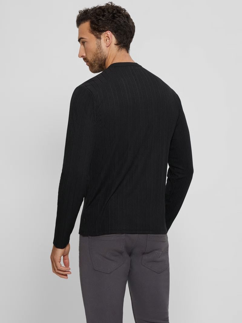 Guess Eco Brentwood Knit Henley - Black Guess Eco Brentwood Knit Henley - Black