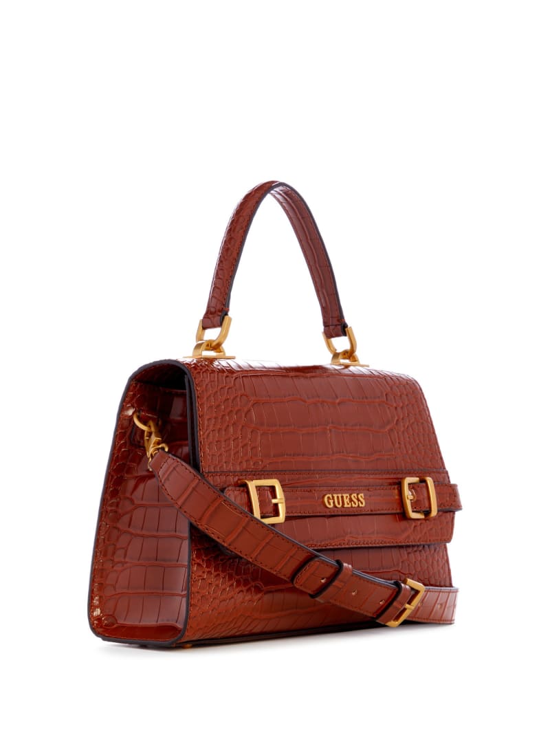 Guess Sestri Crocodile-Embossed Crossbody - Cognac Guess Sestri Crocodile-Embossed Crossbody - Cognac