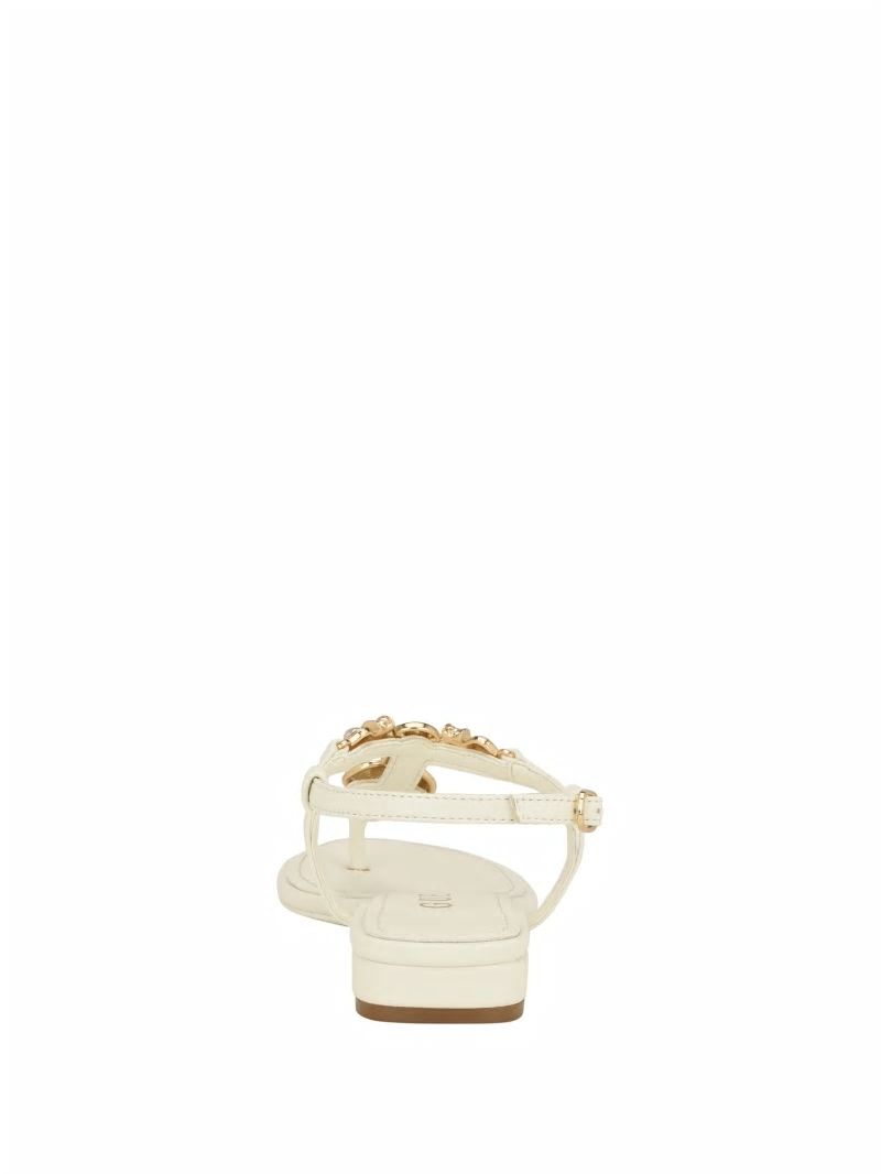 Guess Jiarella T-Strap Signature Sandal - Ivory 150 Guess Jiarella T-Strap Signature Sandal - Ivory 150