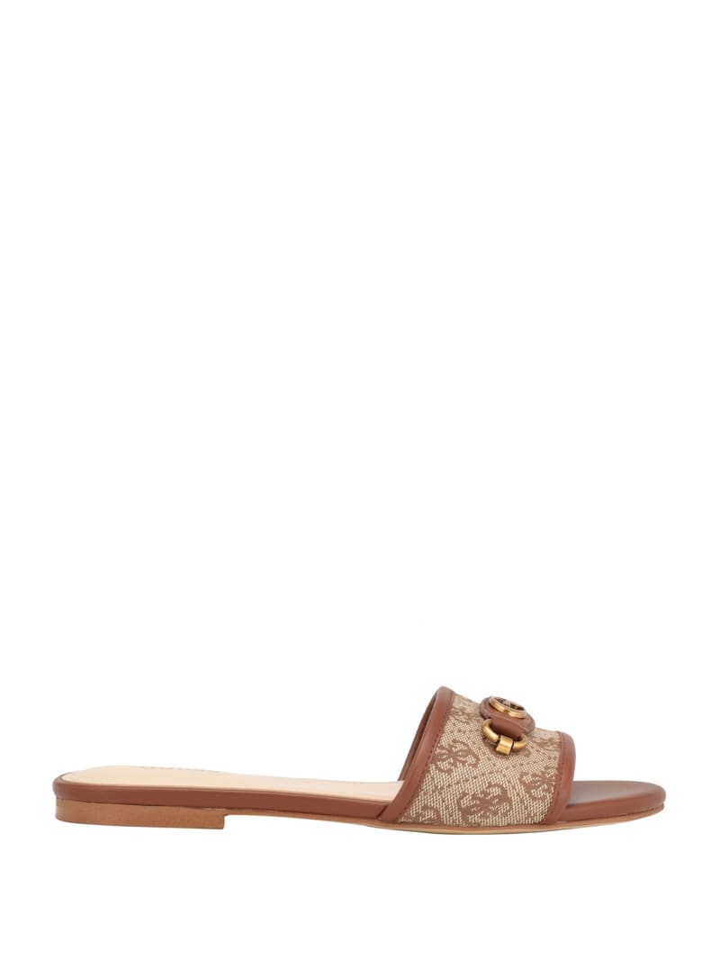 Guess Hammi Logo Slide Sandals - Medium Brown Guess Hammi Logo Slide Sandals - Medium Brown