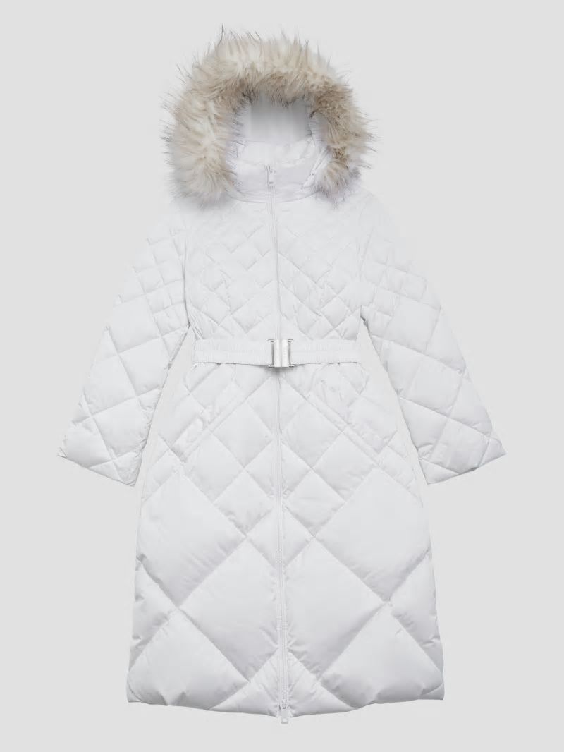 Guess Eco Olga Long Down Jacket - Pure White Guess Eco Olga Long Down Jacket - Pure White