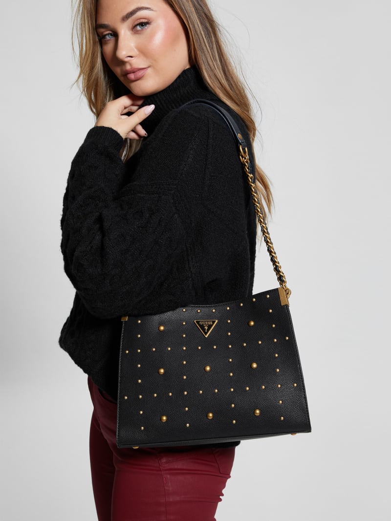 Guess Maranta Small Shoulder Satchel - Black Guess Maranta Small Shoulder Satchel - Black