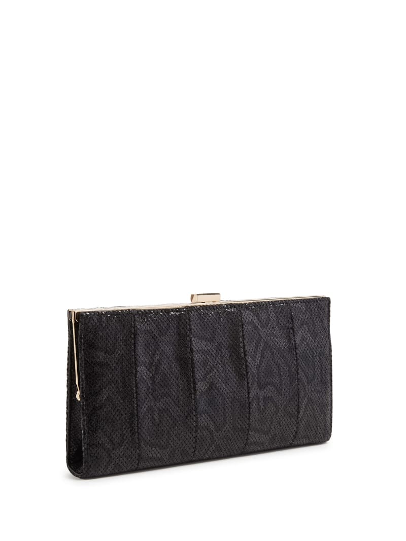 Guess Quinn Floral Python Clutch - Black Floral Print Guess Quinn Floral Python Clutch - Black Floral Print
