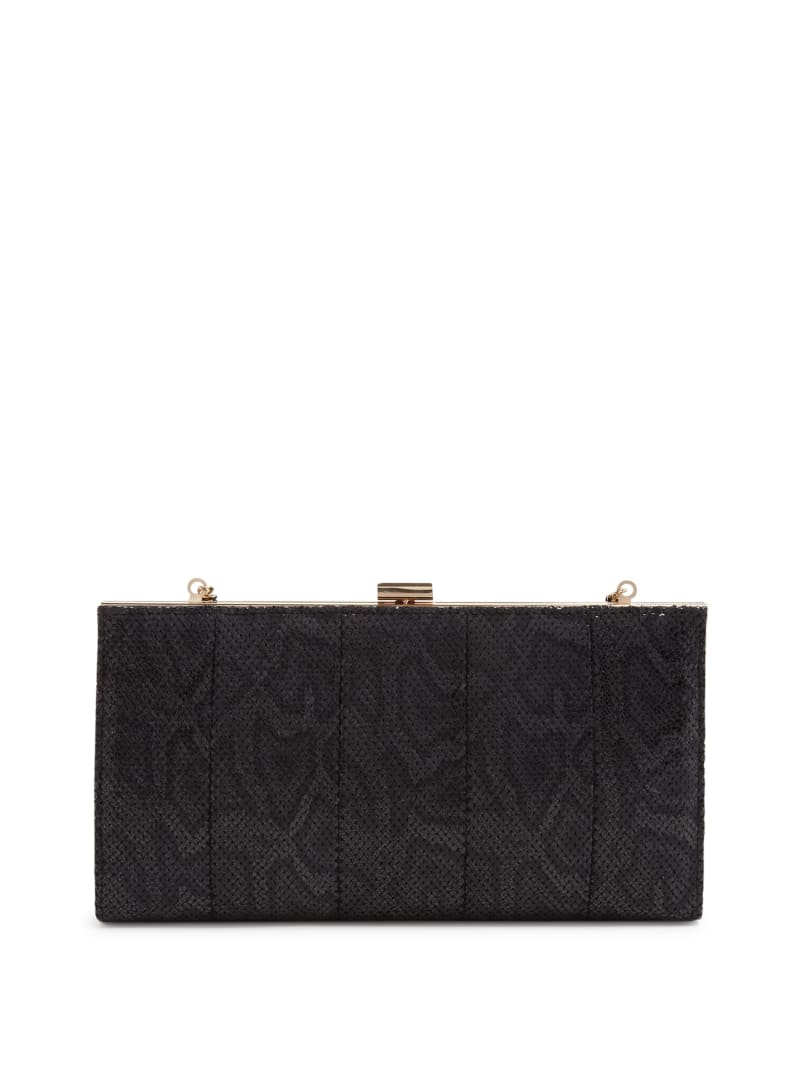 Guess Quinn Floral Python Clutch - Black Floral Print Guess Quinn Floral Python Clutch - Black Floral Print