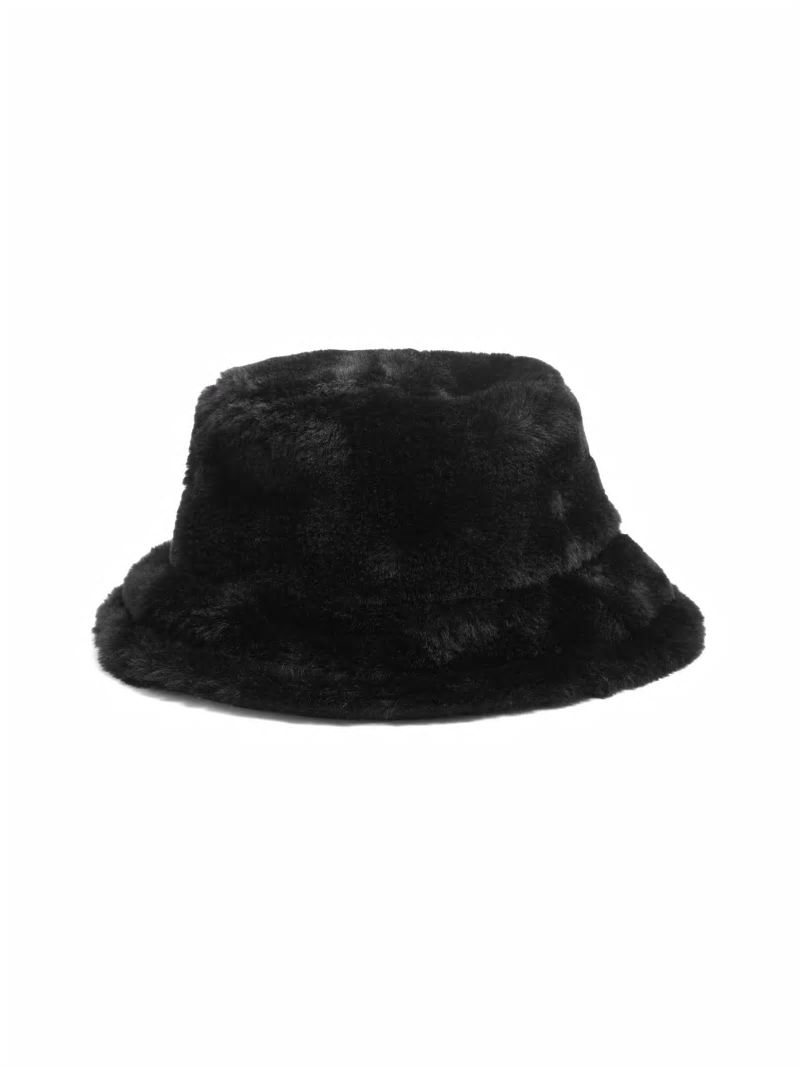 Guess Reversible Faux-Fur Bucket Hat - Black Guess Reversible Faux-Fur Bucket Hat - Black